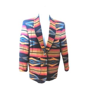 Vintage Western Blazer, Terry Ward Indian Blanket Art to Wear Jacket, size M